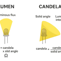 Lumen e candela: due modi di misurare la luce. Il lumen misura il flusso luminoso totale, la candela l'intensità in una direzione.