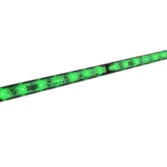 Barra luminosa a LED con scritta "The Green Firefly" e grafica stilizzata, emette una brillante luce verde.