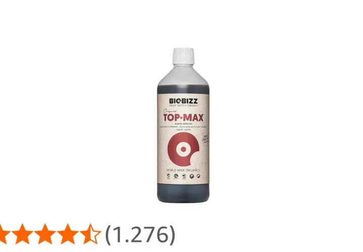 Flaccone di BioBizz Top-Max, stimolante fioritura ecologico, per un raccolto eccezionale.
