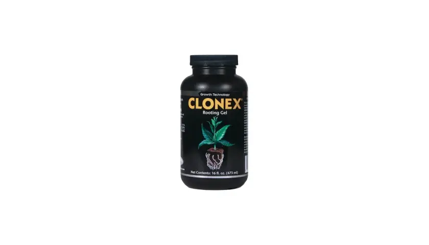 Flacone di Clonex Rooting Gel, ideale per le istruzioni d'uso. Promuove la radicazione delle talee.