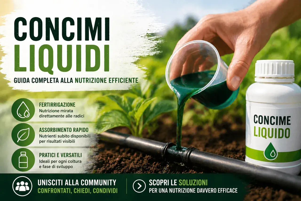 Versando un concime liquido verde in un sistema di irrigazione a goccia, per una nutrizione efficiente delle piante.