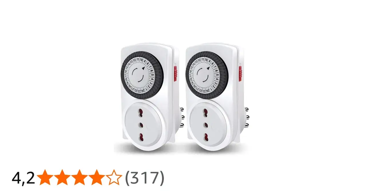 Due timer extrastar con istruzioni per programmare accensione/spegnimento. Ideali per automatizzare dispositivi.